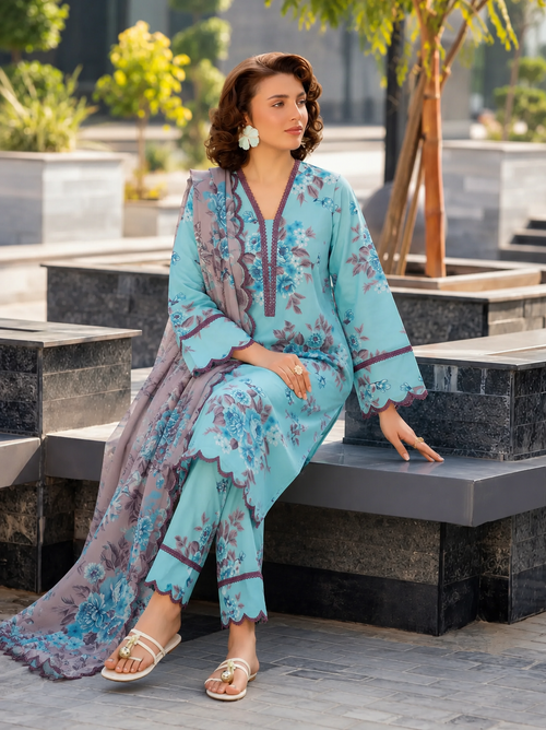 Airjet Lawn Printed 3PC Suit - Libaaso