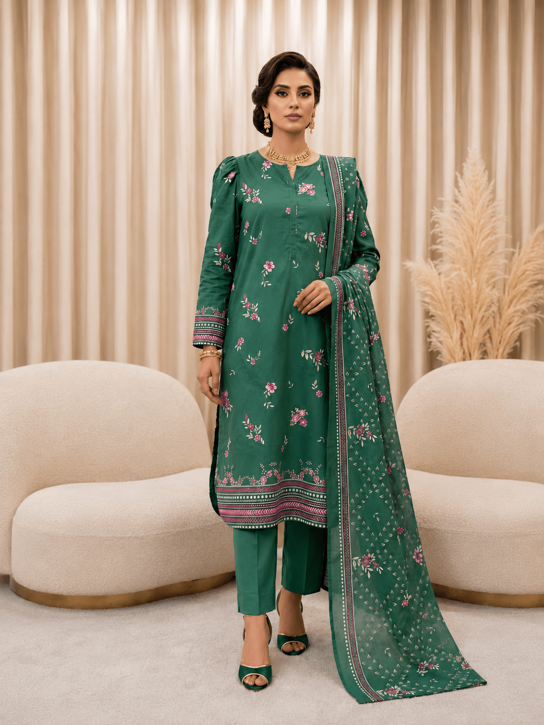 Classic Printed Lawn 3PC Suit - Libaaso