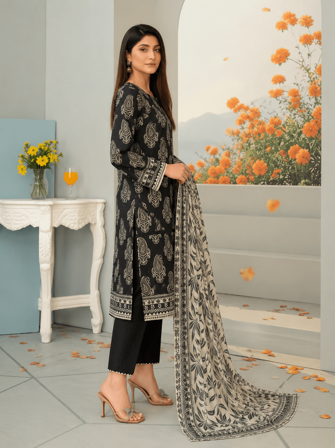 Lawn Digital Print 3PC Suit - Libaaso