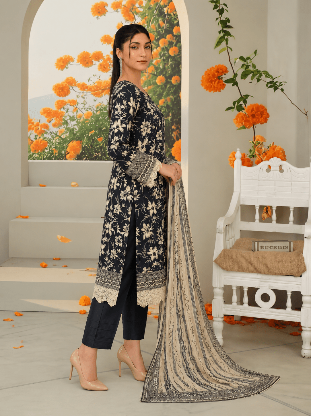 Lawn Digital Print 3PC Suit - Libaaso