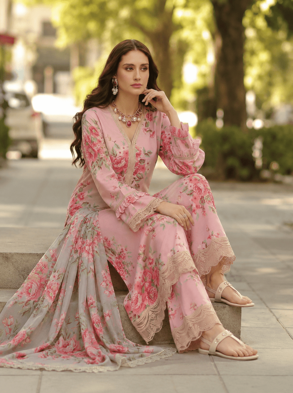 Luxury Printed Lawn 3PC Suit - Libaaso