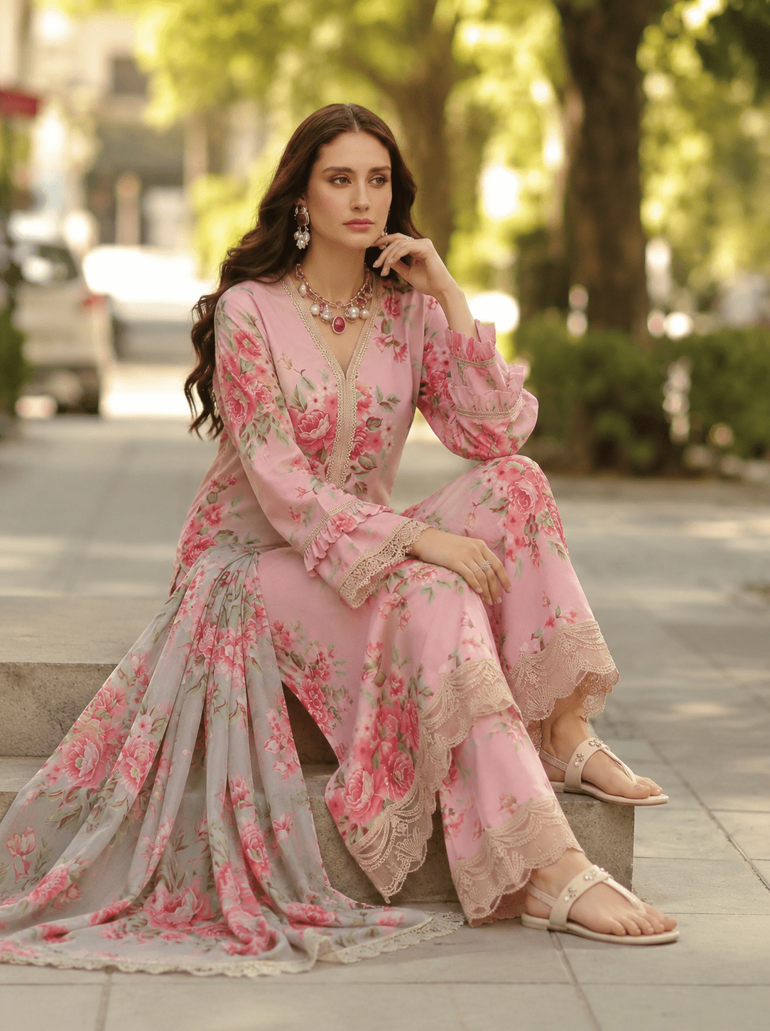 Luxury Printed Lawn 3PC Suit - Libaaso