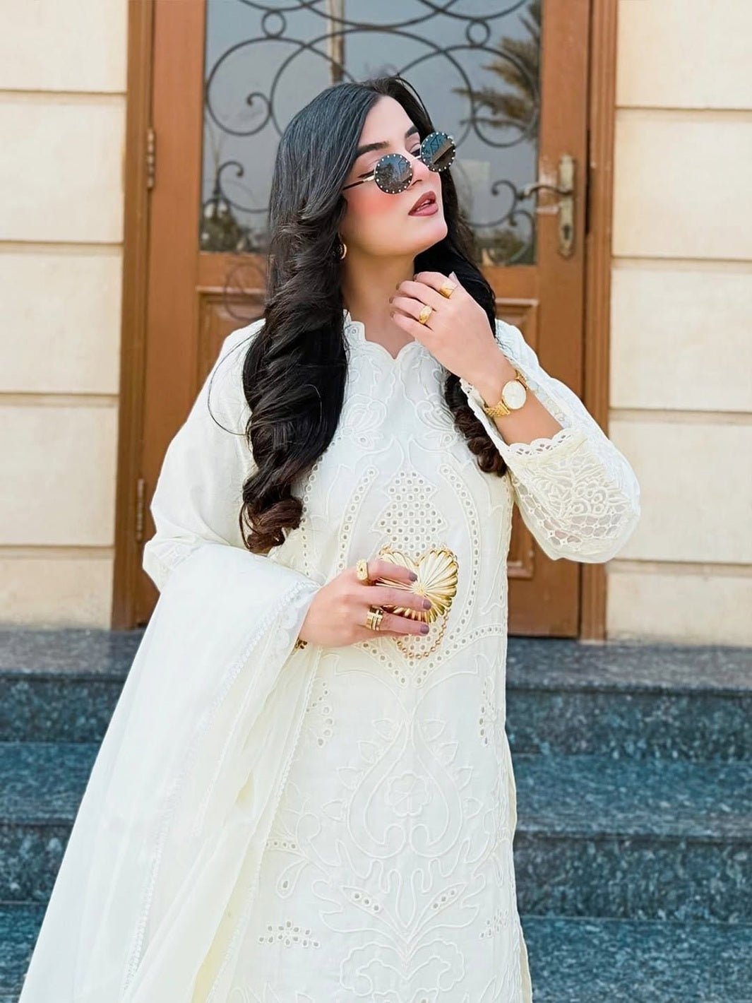 Premium Air-Jet Lawn 3PC Suit - Libaaso