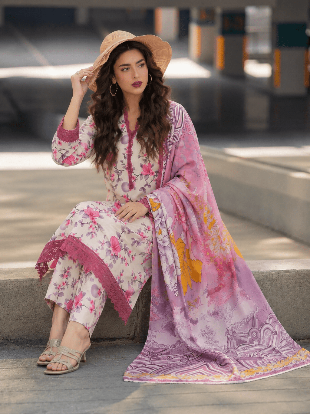 Printed Airjet Lawn 3PC Suit - Libaaso