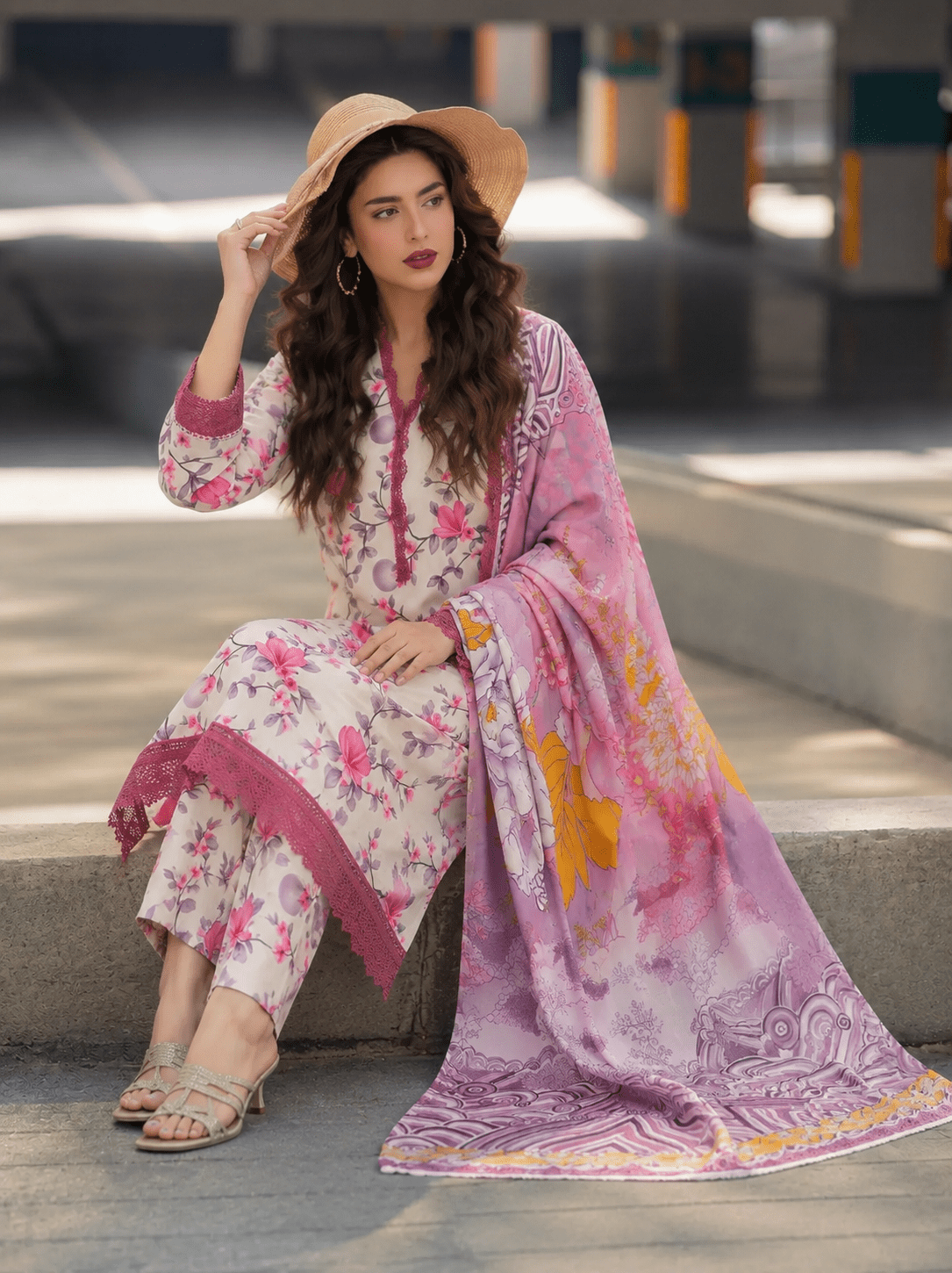 Printed Airjet Lawn 3PC Suit - Libaaso